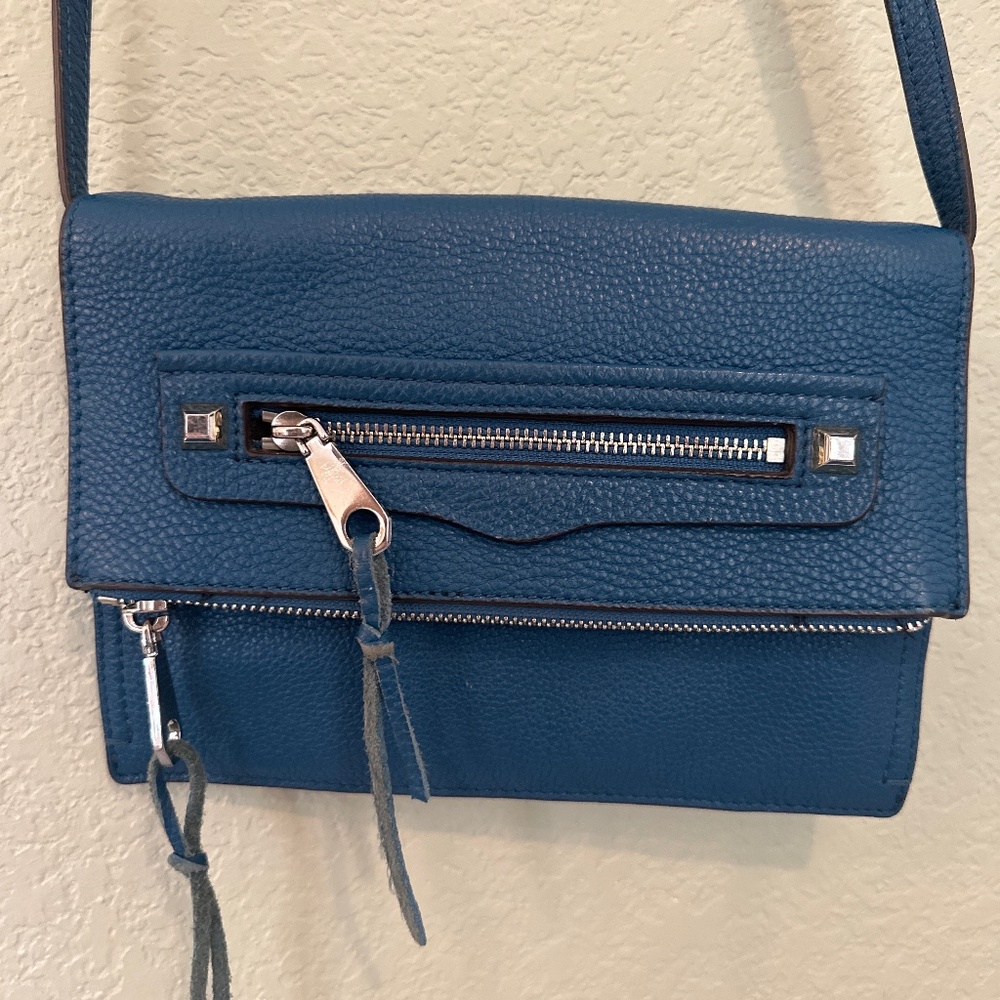 Rebecca Minkoff Regan Genuine Leather Lake Blue Women's Clutch (7801)